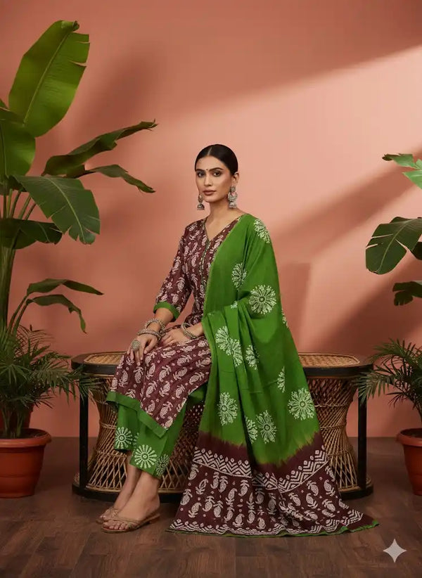 READYMADE COTTON BATIC SUIT, Cotton Batic Salwar, Mal Cotton Dual Tone Color Dupata