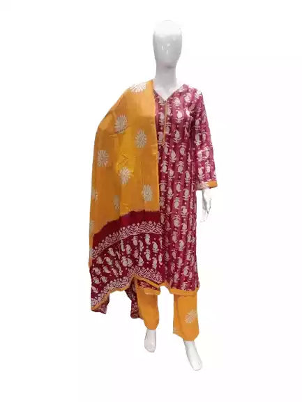 READYMADE COTTON BATIC SUIT, Cotton Batic Salwar, Mal Cotton Dual Tone Color Dupata