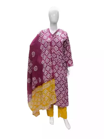 READYMADE COTTON BATIC SUIT, Cotton Batic Salwar, Mal Cotton Dual Tone Color Dupata