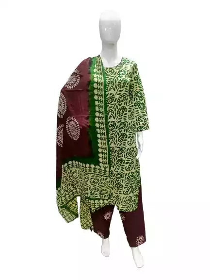 READYMADE COTTON BATIC SUIT, Cotton Batic Salwar, Mal Cotton Dual Tone Color Dupata