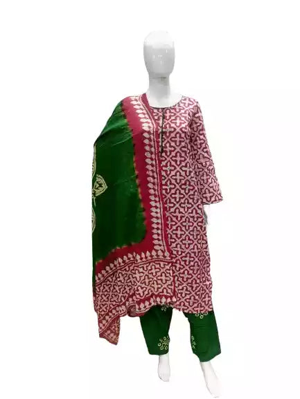 READYMADE COTTON BATIC SUIT, Cotton Batic Salwar, Mal Cotton Dual Tone Color Dupata