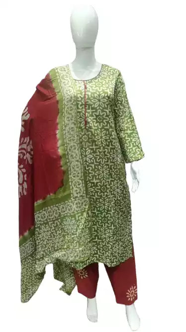 READYMADE COTTON BATIC SUIT, Cotton Batic Salwar, Mal Cotton Dual Tone Color Dupata