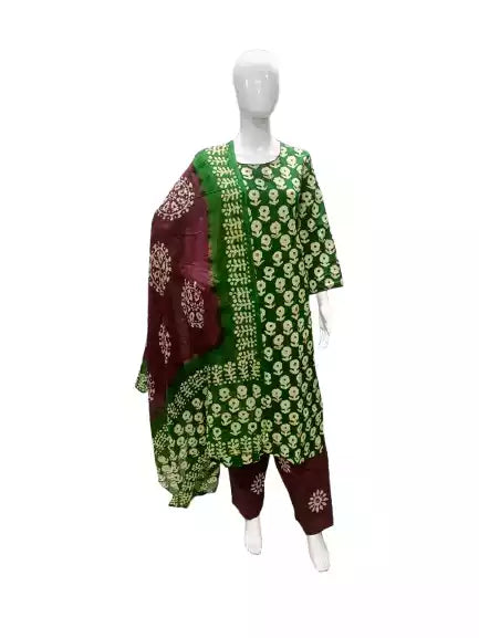 READYMADE COTTON BATIC SUIT, Cotton Batic Salwar, Mal Cotton Dual Tone Color Dupata