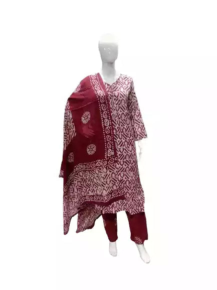 READYMADE COTTON BATIC SUIT, Cotton Batic Salwar, Mal Cotton Dual Tone Color Dupata