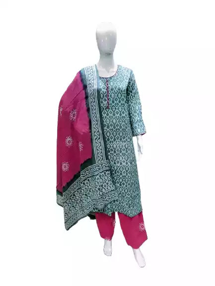 READYMADE COTTON BATIC SUIT, Cotton Batic Salwar, Mal Cotton Dual Tone Color Dupata