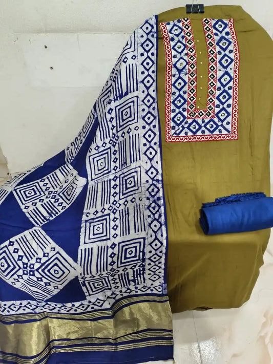 Handloom Cotton Batic Unstitched With Ghadwal Cotton Dupatta