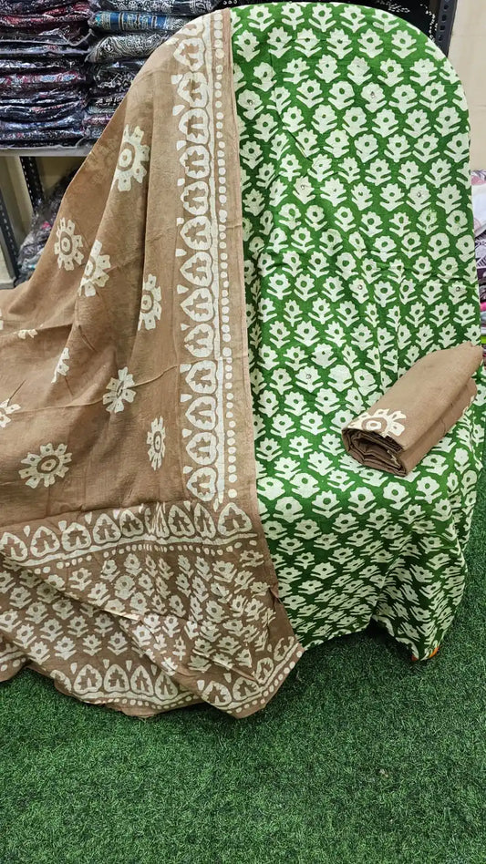 Handloom Cotton Batic Unstitched With Ghadwal Cotton Dupatta