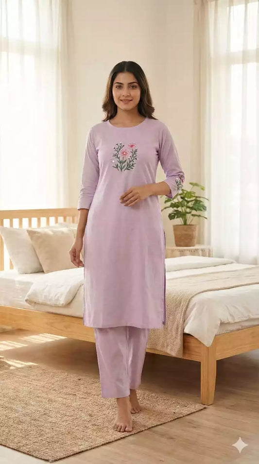 Straight Cut  Cotton Hoseiry Suit