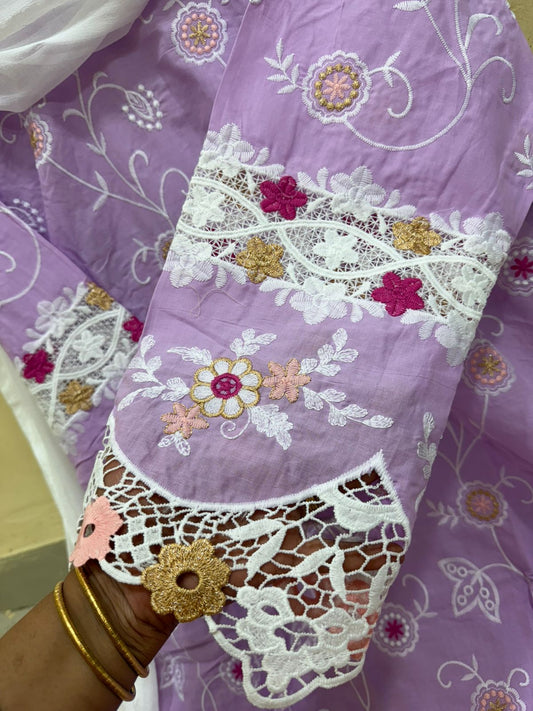 3 D CUT WORK Embroidered Designer Readymade Cotton Suit