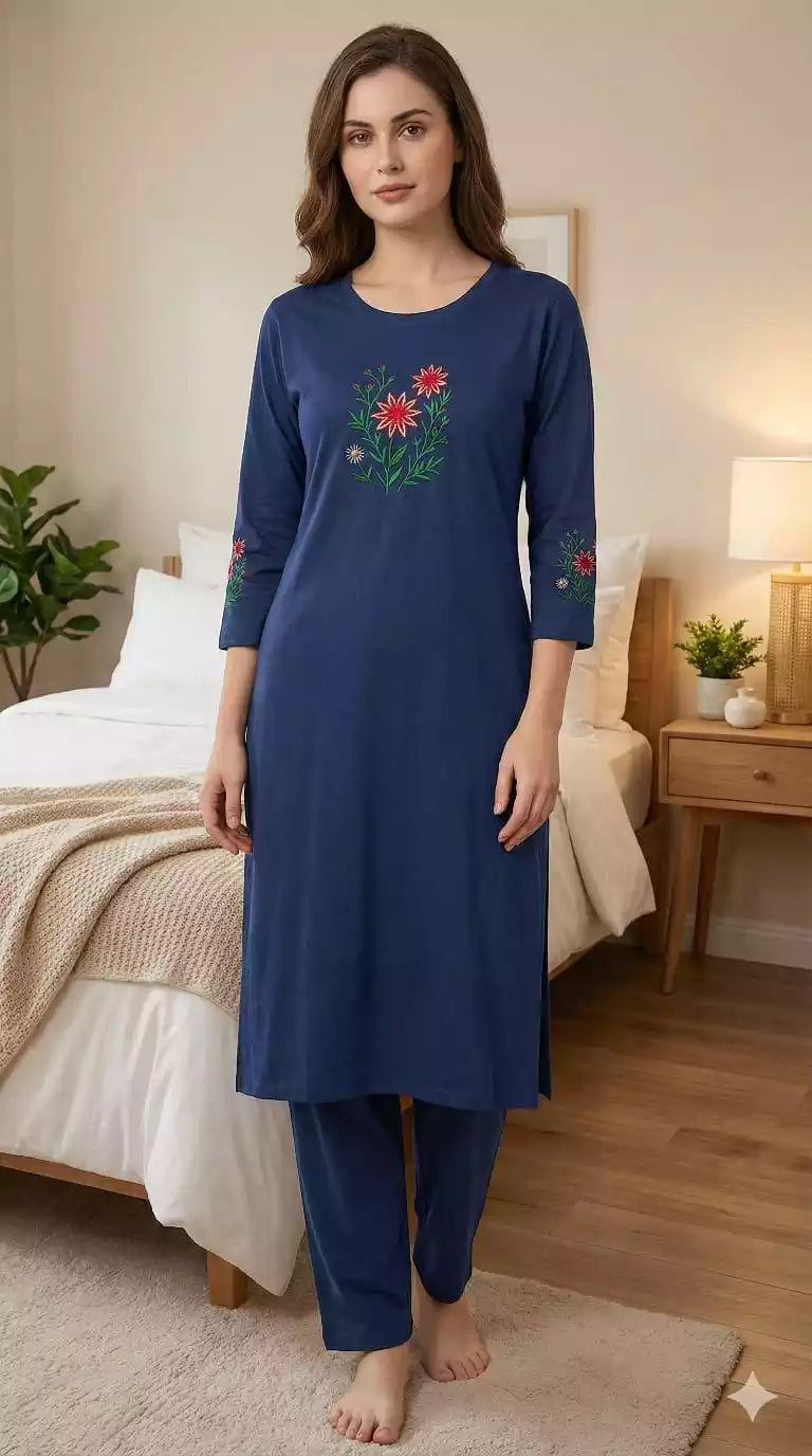 Straight Cut  Cotton Hoseiry Suit