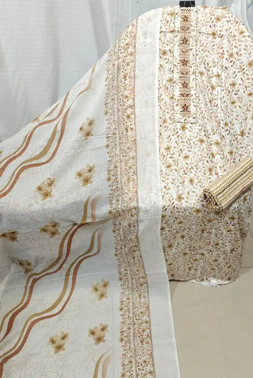 Rust Brown Cotton Unstitched Dress Material By ASC