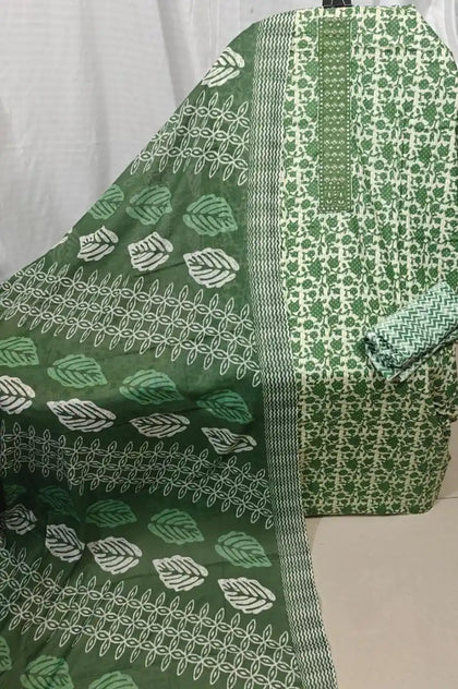Green Cotton Unstitched Dress Material By ASC