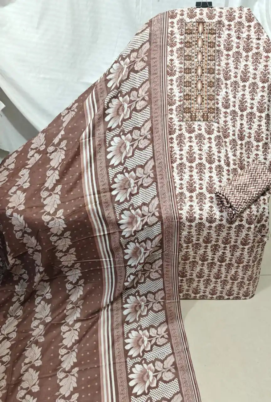Rust Cotton Unstitched Dress Material By ASC