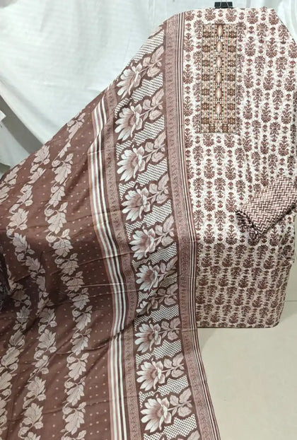 Rust Cotton Unstitched Dress Material By ASC