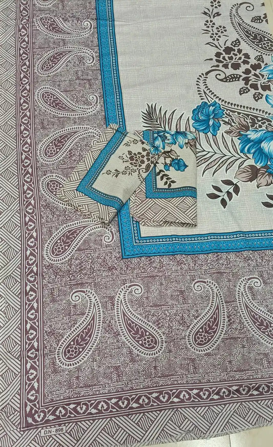 JAIPURI DOUBLE BEDSHEET (7x8 ft) with floral design and intricate paisley pattern.