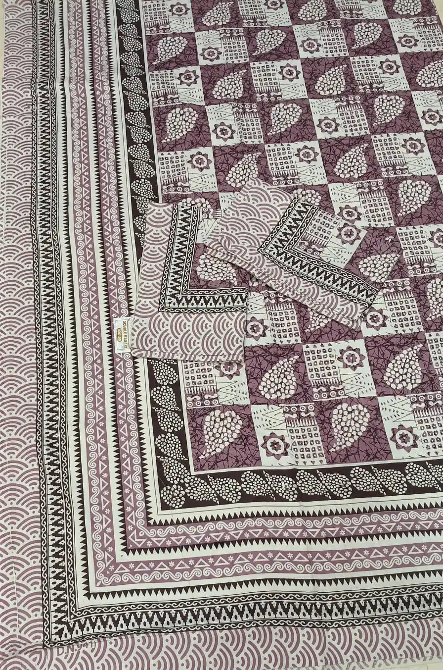 JAIPURI DOUBLE BEDSHEET (7x8 ft) featuring intricate digital print and pillow covers.