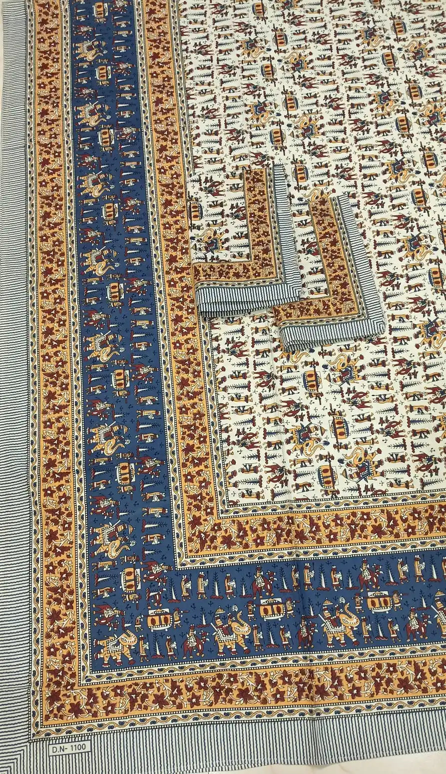 JAIPURI DOUBLE BEDSHEET (7x8 ft) featuring intricate digital print patterns in vibrant colors.