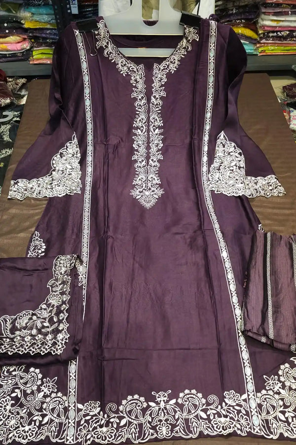 HEAVY KARACHI EMBROIDERED DIGITAL CREPE READYMADES