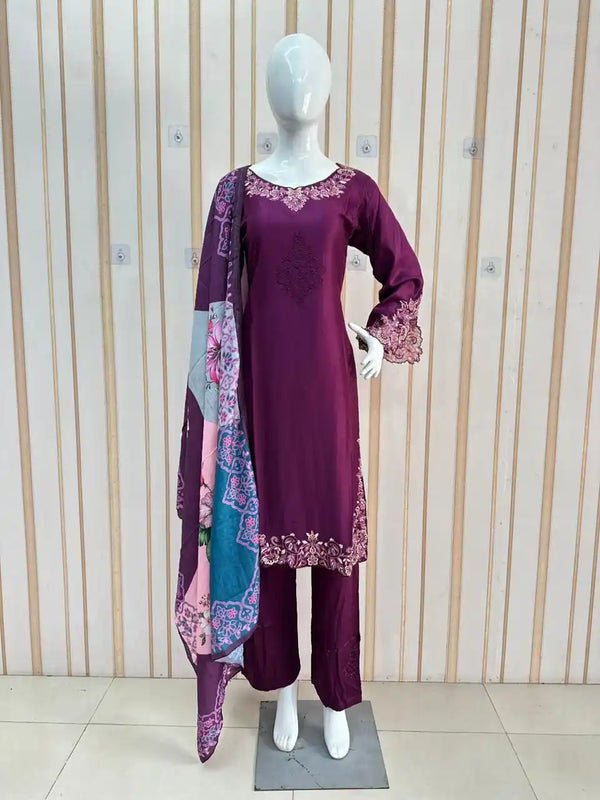 HEAVY KARACHI EMBROIDERED DIGITAL CREPE READYMADES