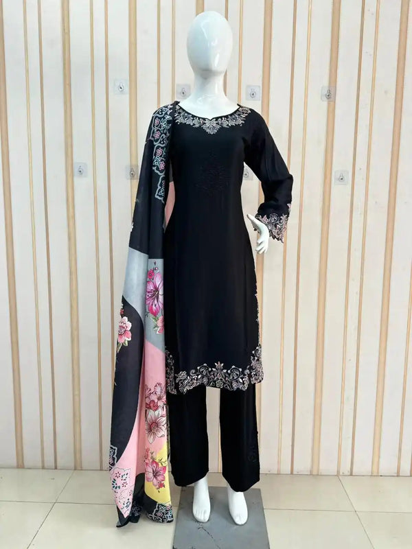 HEAVY KARACHI EMBROIDERED DIGITAL CREPE READYMADES