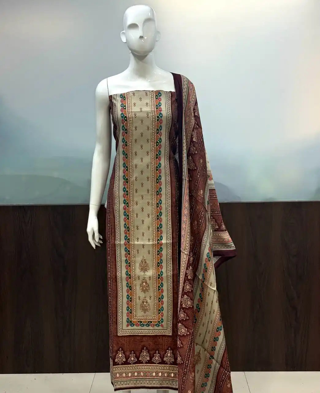 Unstitched Soft Maslin Designer Suit For Summer