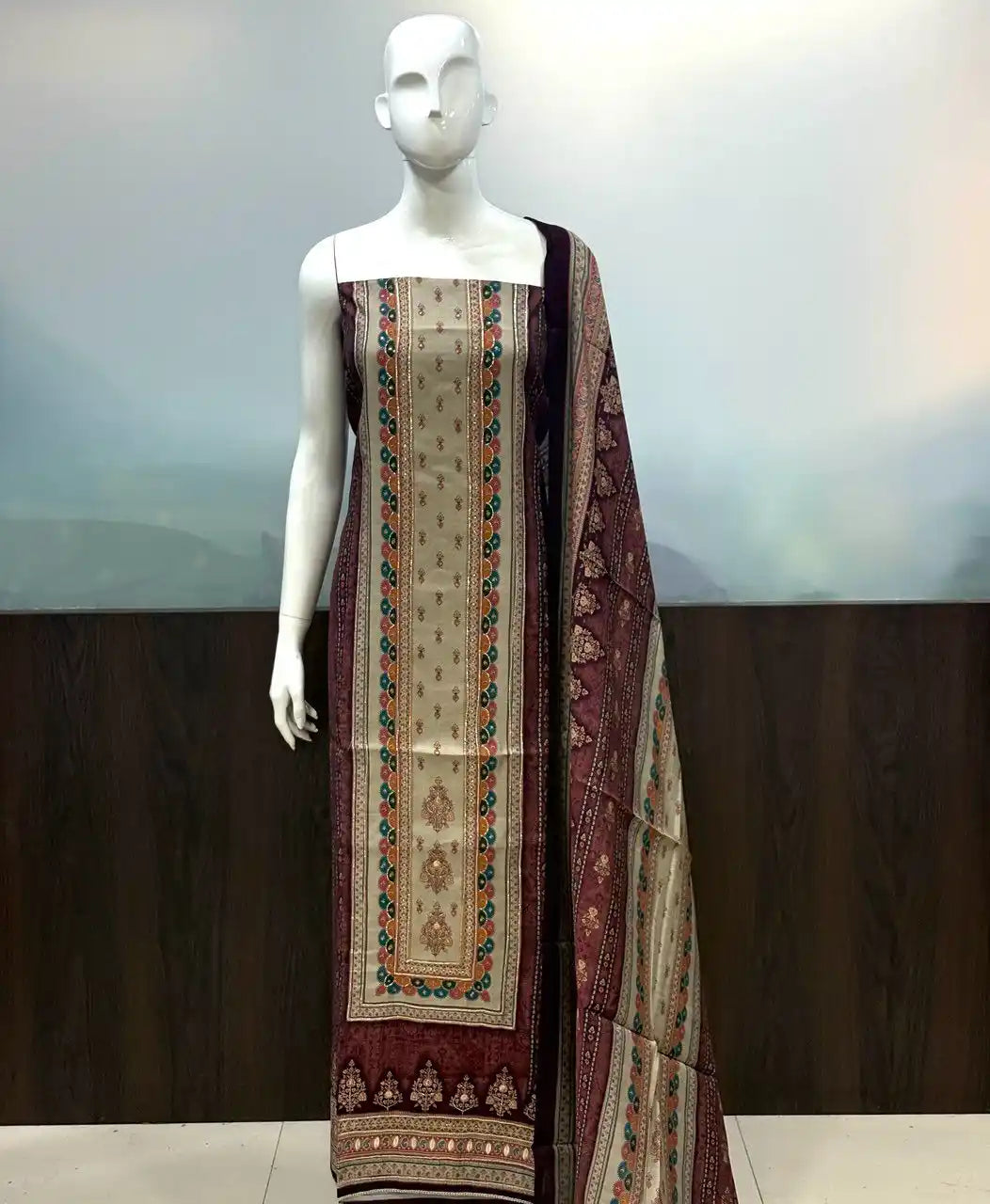 Unstitched Soft Maslin Designer Suit For Summer