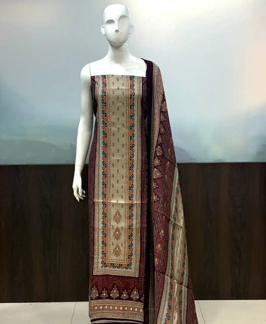 Unstitched Soft Maslin Designer Suit For Summer