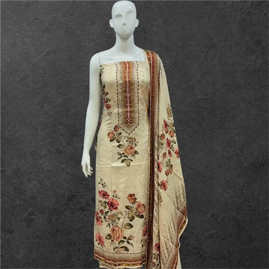 Unstitched Soft Maslin Designer Suit For Summer