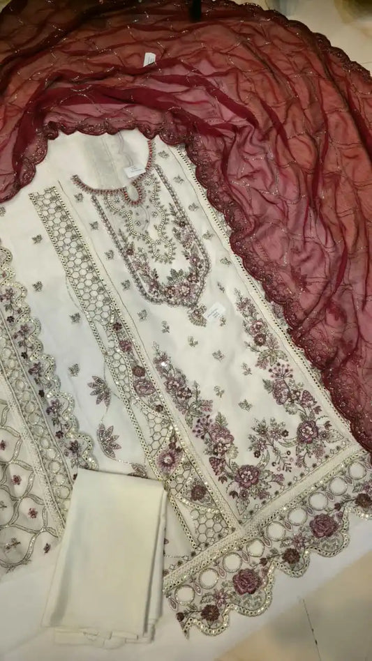 Semi Stitched Pakistani Designer Suit