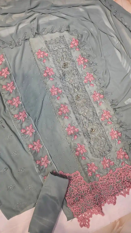 Semi Stitched Pakistani Designer Suit