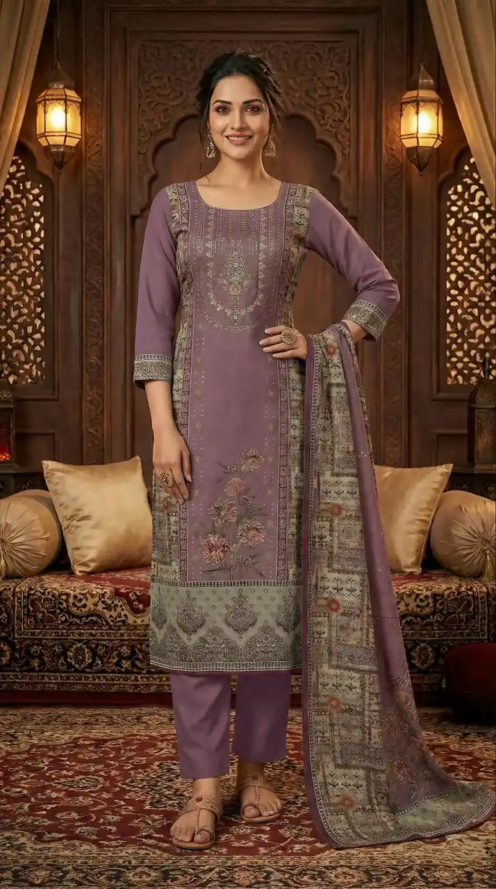 UNSTITCHED SOFT MASLIN HAND WORK PAKSITANI STYLE SUIT MATERIAL