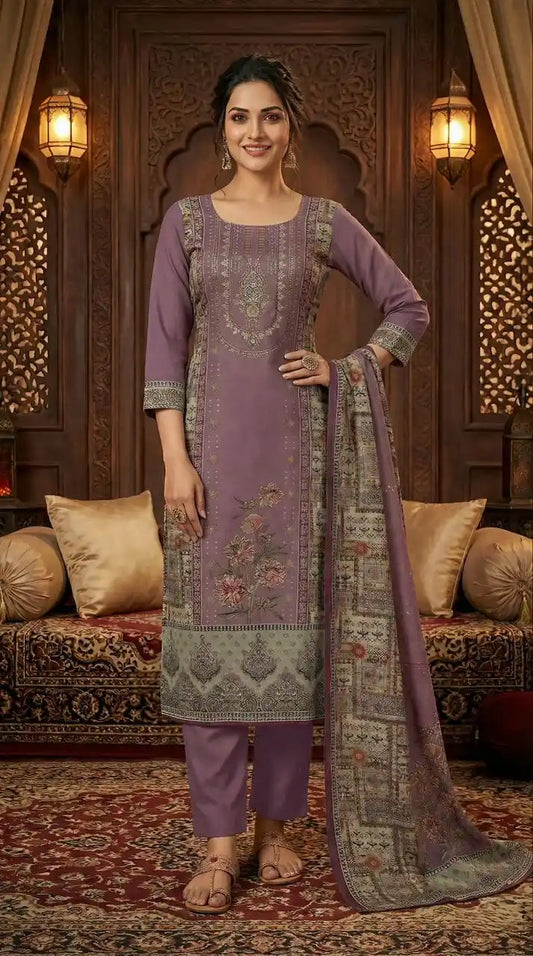 UNSTITCHED SOFT MASLIN HAND WORK PAKSITANI STYLE SUIT MATERIAL