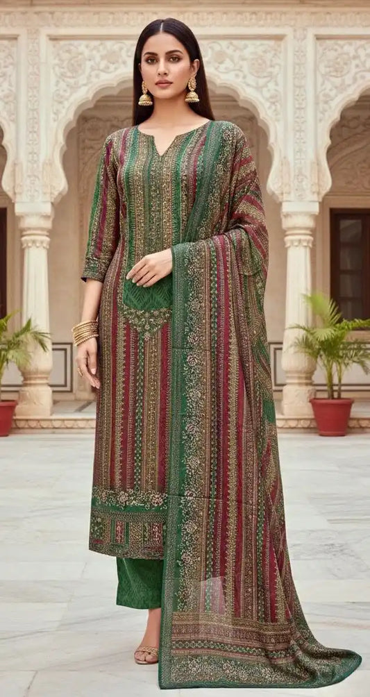 UNSTITCHED SOFT MASLIN HAND WORK PAKSITANI STYLE SUIT MATERIAL