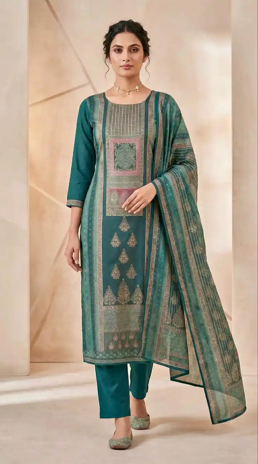 UNSTITCHED SOFT MASLIN HAND WORK PAKSITANI STYLE SUIT MATERIAL