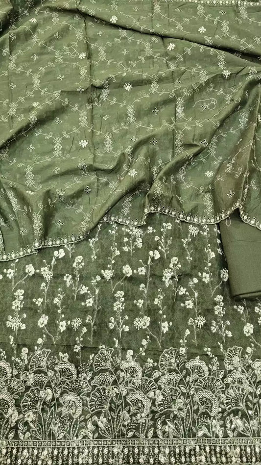 HEAVY EMBROIDERED COTTON DUPATTA WORK SUIT 📢📢