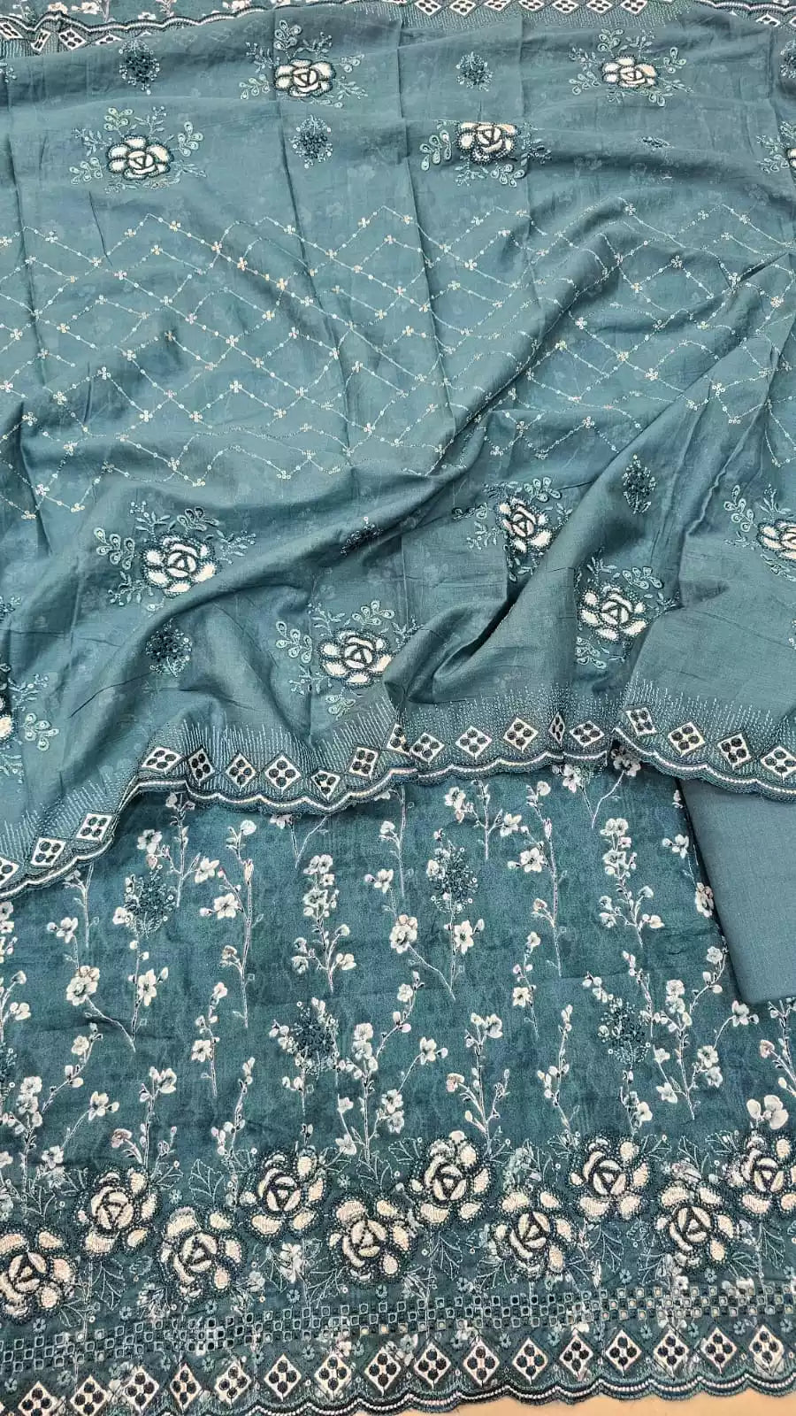 Heavy Embroidered Cotton Dupatta Work Suit - ASC Fashion Store