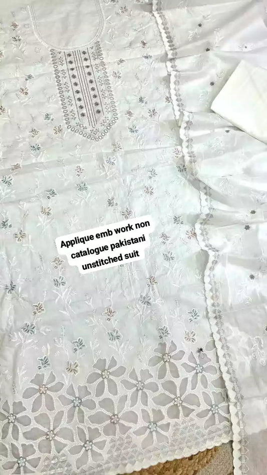 Non-Catalogue Pakistani Unstitched Cotton Suit