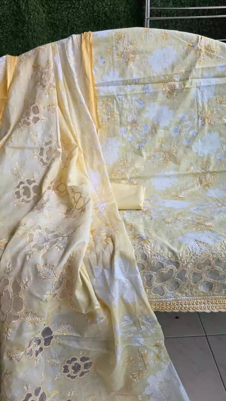 Non-Catalogue Pakistani Unstitched Cotton Suit