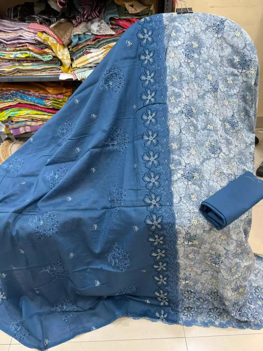 NON CATALOGUE PAKISTANI EMBROIDERED STYLE PREMIUM COTTON DRESS MATERIAL