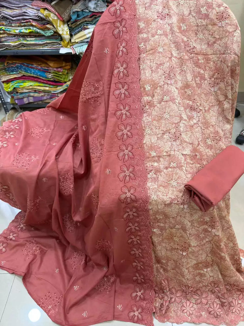 NON CATALOGUE PAKISTANI EMBROIDERED STYLE PREMIUM COTTON DRESS MATERIAL