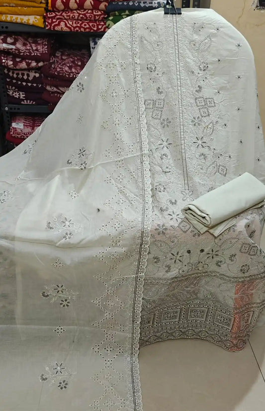 Premium Pakistani Style Cotton Embroidered Suit By ASC