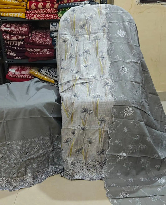 Heavy Embroidered Pakistani Cotton Dress Material With Dupatta Work By ASC