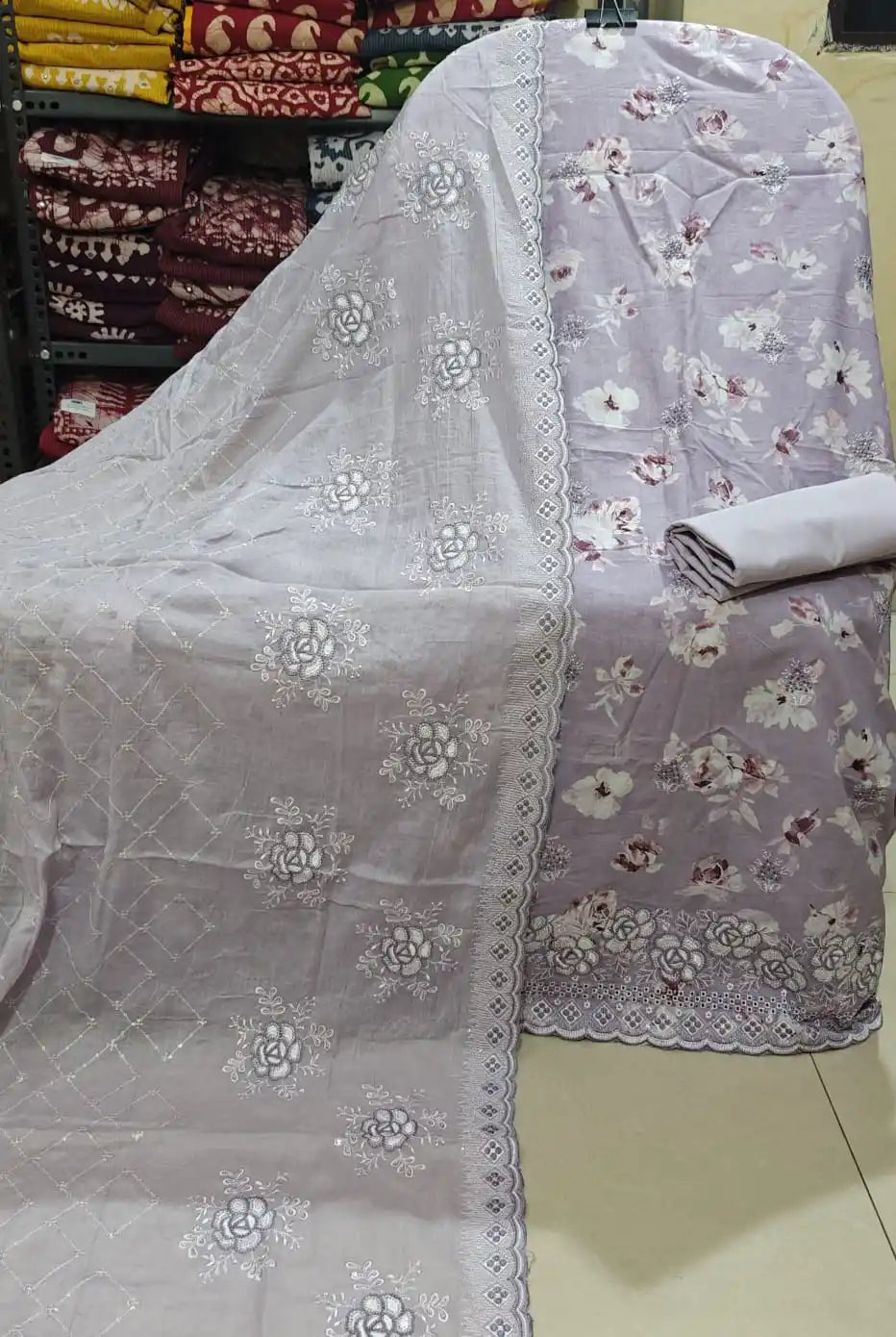 Pakistani Style Heavy Cotton Embroidery & Appliqué Work Suit With Dupatta By ASC