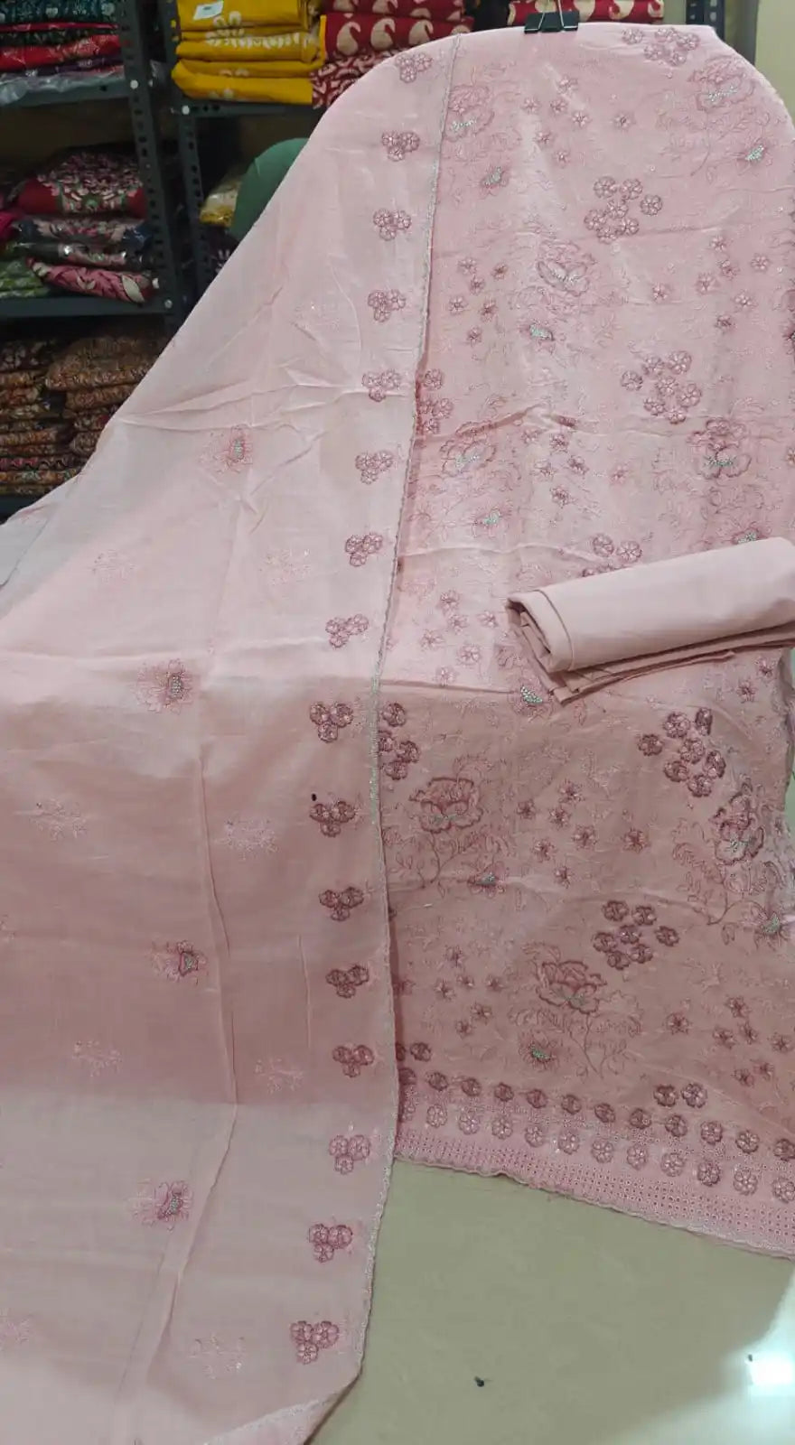 Pakistani Designer Cotton Suit With Heavy Embroidery By ASC