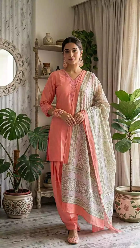 Trendy Cotton satin Farshi shalwar