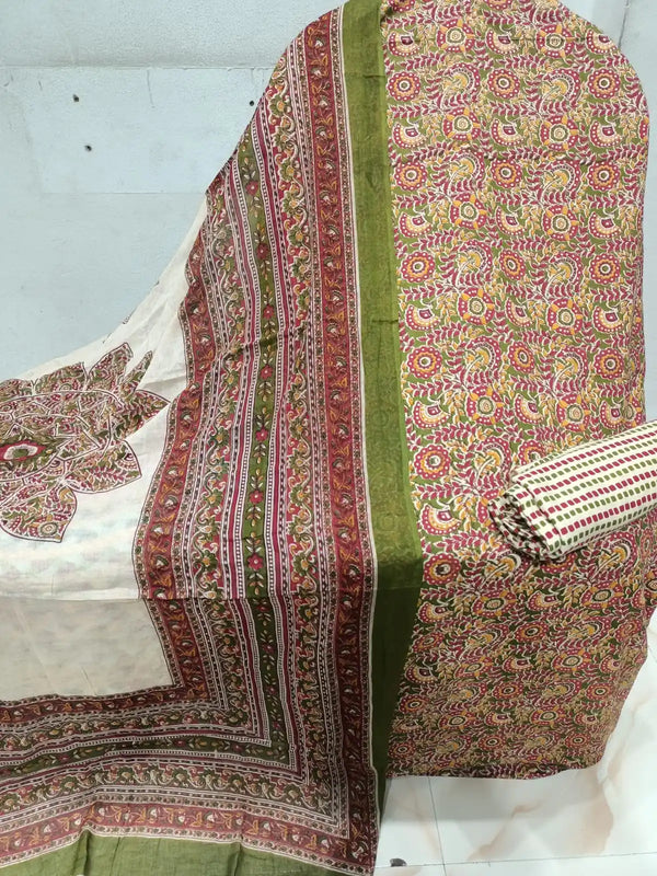 Premium Cotton MAMA Print Unstitched Cotton Suit With Cotton Dupatta