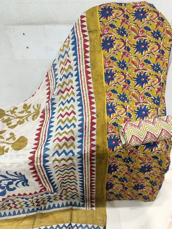Premium Cotton MAMA Print Unstitched Cotton Suit With Cotton Dupatta