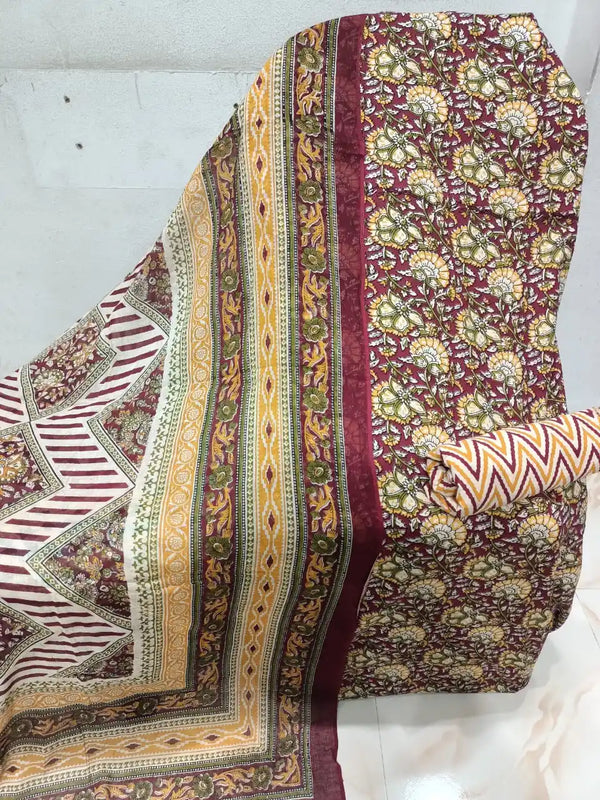 Premium Cotton MAMA Print Unstitched Cotton Suit With Cotton Dupatta