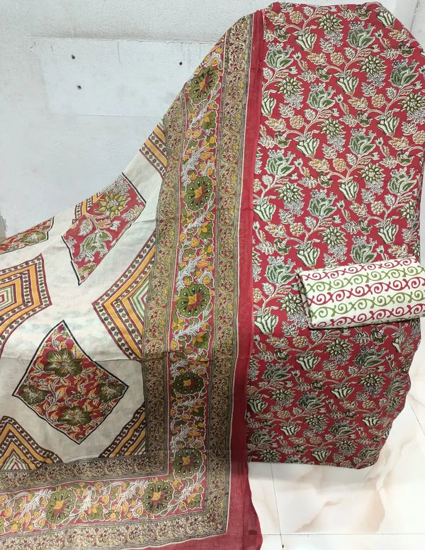 Premium Cotton MAMA Print Unstitched Cotton Suit With Cotton Dupatta