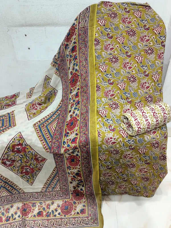 Premium Cotton MAMA Print Unstitched Cotton Suit With Cotton Dupatta